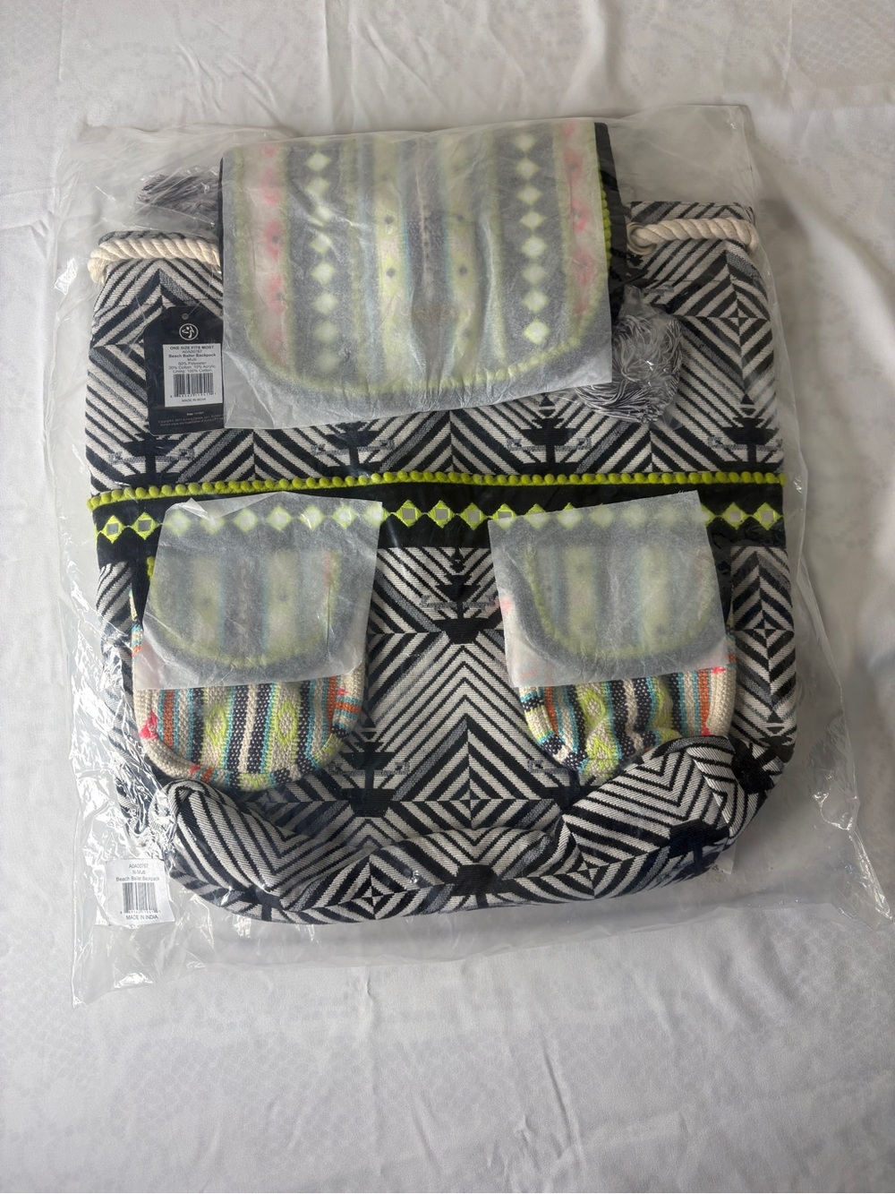 Zumba Fitness Black and Neon Green Beach Baller Aztec Pattern Backpack